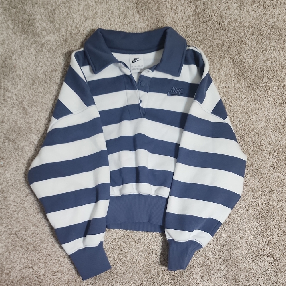Nike Striped Blue and White Polo